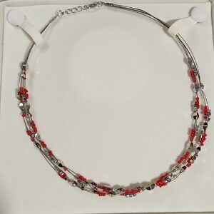 Paparazzi "Explore Every Angle" Red Necklace Faceted Silver Beads